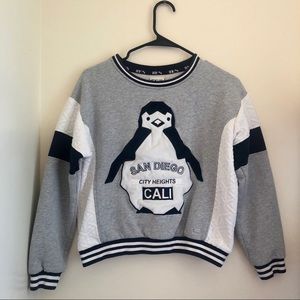 Gray penguin crew neck sweatshirt